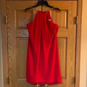Elegant Red Halter Dress
